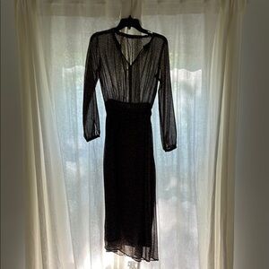 Ikks Black Long Sleeve Sheer Dress